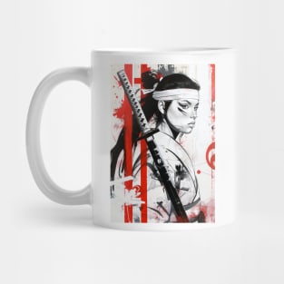 Black Ink Samurai Woman Mug